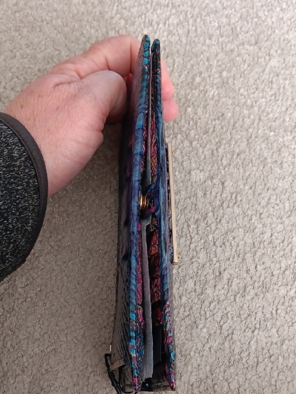 Brahmin Blue Multicolor Iridescent Croc-Embossed Wallet - Picture 3 of 7